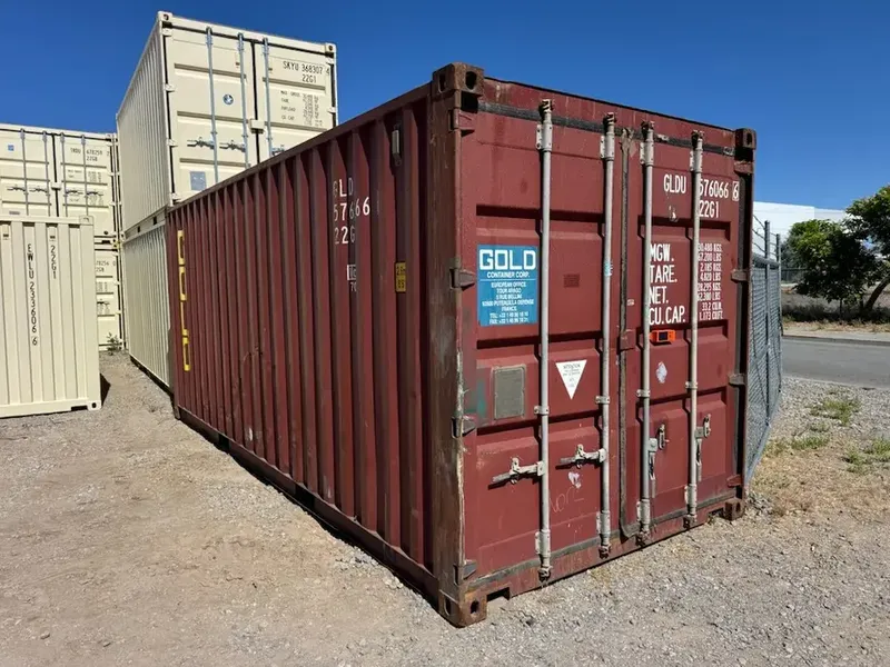 20' Standard Cargo Worthy, brick, in the Reno yard